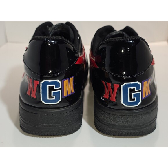 A Bathing Ape Bape Sta Shark Black Red Patent Leather Men\'s Low Top Size 10 main image 10